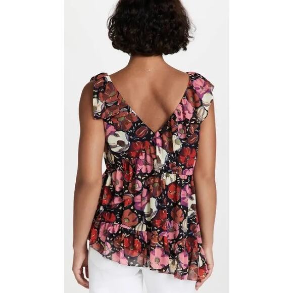 Cinq A Sept Tops NWOT Cinq A Sept Naomi Ruffle Asymmetric Silk small (b43) - Picture 3 of 8